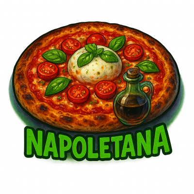 NAPO'🇮🇹: base tomate, fromage, ((tomate cerises, burrata, huile d’olive, basilic, origan))