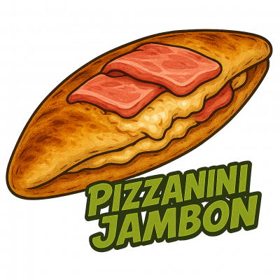PIZZANINI JAMBON: PÂTE 26 CM , MOITIÉ CRÈME (LÉGER) ,FILET D'HUILE D'OLIVE FROMAGE , JAMBON , REFERMER , CRÈME, JAMBON ,FROMAGE
