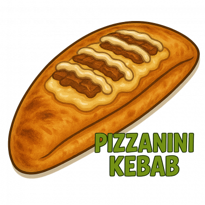 PIZZANINI KEBAB: pâte 26 cm , moitié crème (léger) filet d'huile d'olive , fromage , kebab , refermer , crème, fromage, kebab