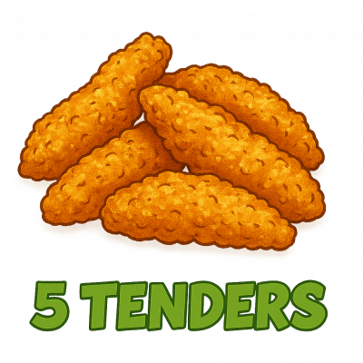 5 TENDERS🍗 (sauce au choix : Blanche, Curry, Burger,, Brésilienne.)